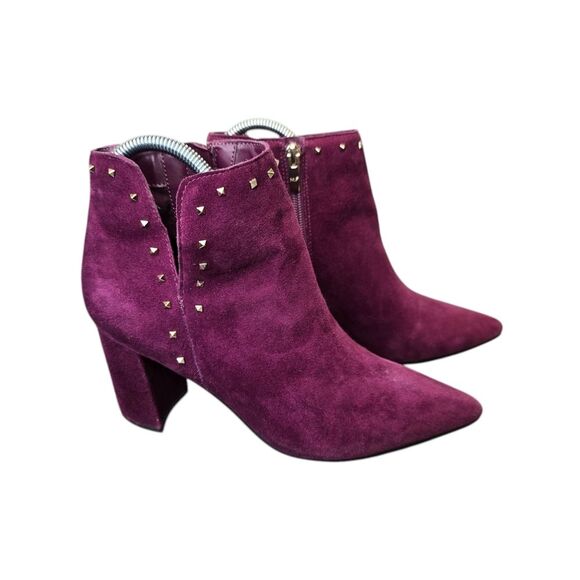 Marc Fisher Women's 7.5 Client Suede Purple Ankle Boots with Studs - Picture 3 of 13